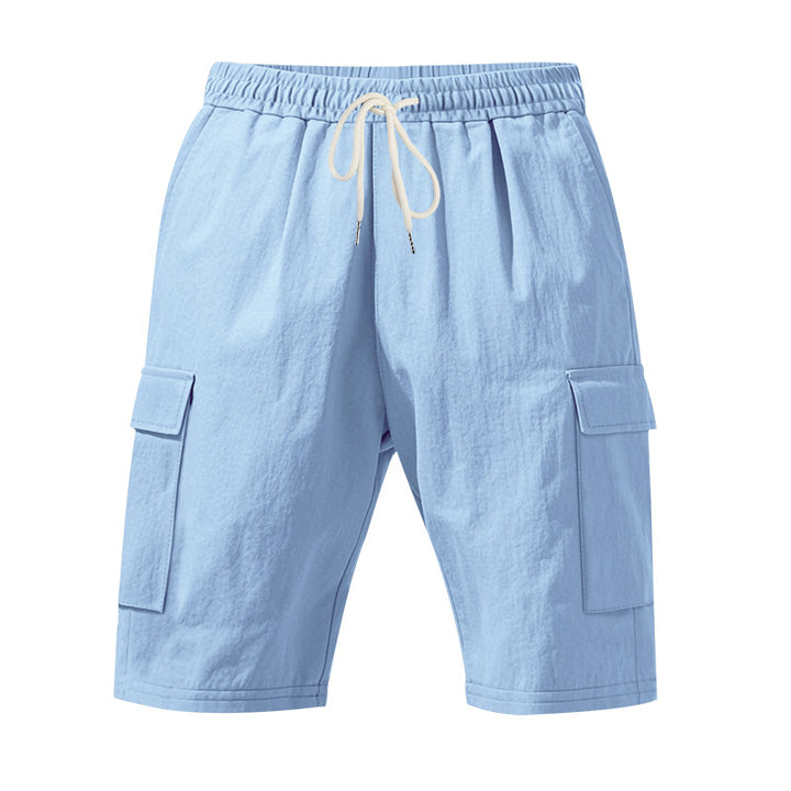 Herren nan Reise- und Outdoor-Bermuda mit elastischem Kordelbund, Sicherheits-Innentasche und aufgesetzten Klappentaschen Drune
