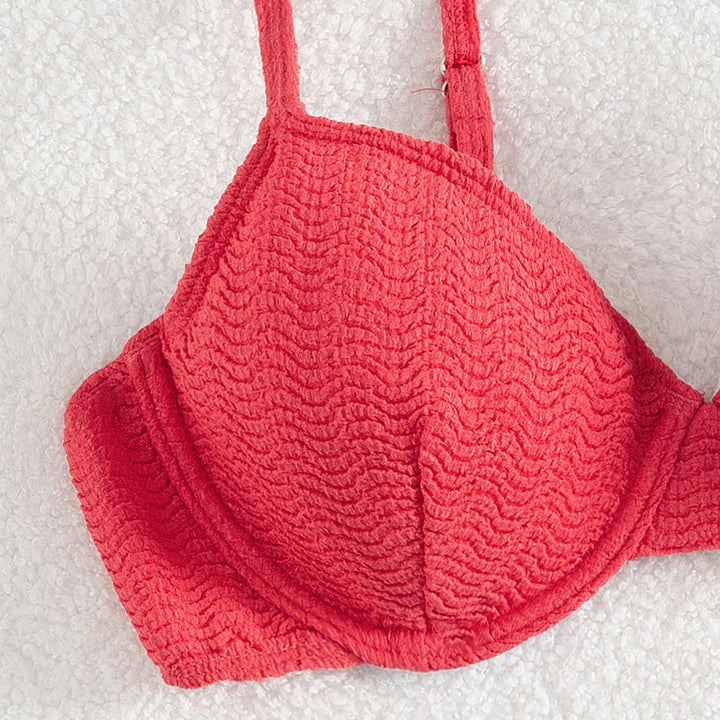 Damen Push-Up-Bikini mit stylishen Texturen Drune