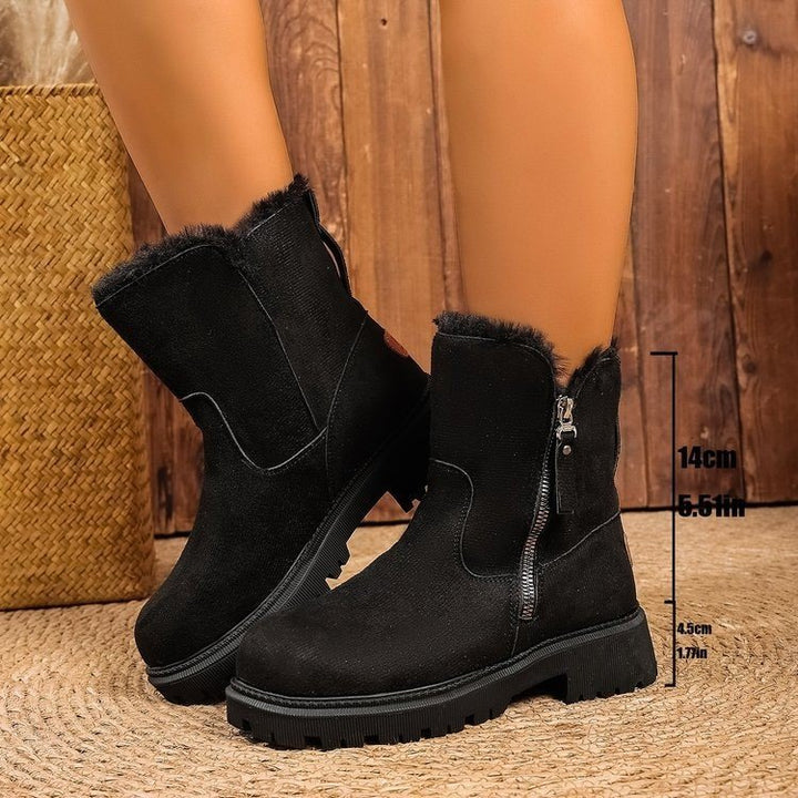 Damen Gefütterte Wildlederoptik Stiefeletten mit Teddyfutter, seitlichem Reißverschluss und profilierter Gummisohle Drune