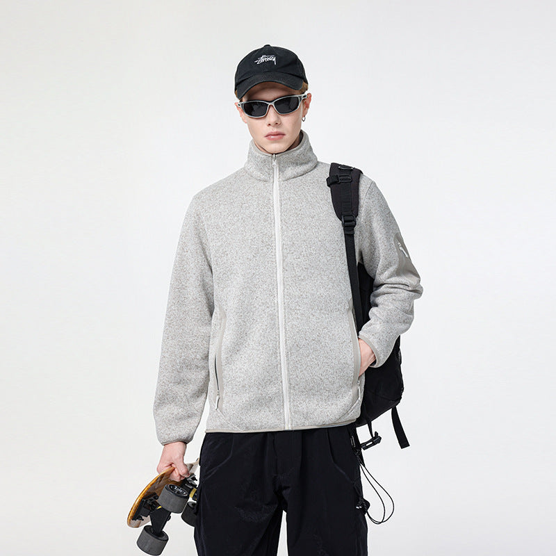 Herren Fleecejacke mit Stehkragen, verdecktem Zwei-Wege-Reißverschluss und wasserabweisenden Utility-Einsätzen Drune