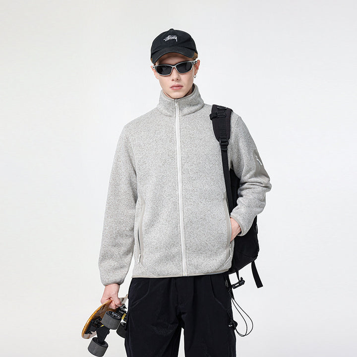 Herren Fleecejacke mit Stehkragen, verdecktem Zwei-Wege-Reißverschluss und wasserabweisenden Utility-Einsätzen Drune