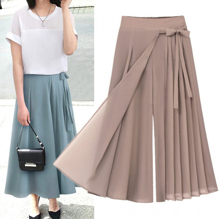 Damen Plisseerock mit Taillenband und eleganter Drapierung Drune