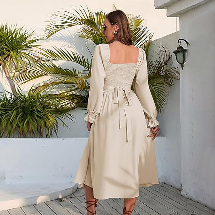 Damen Wickelkleid mit langen Ärmeln und taillierter Silhouette Drune