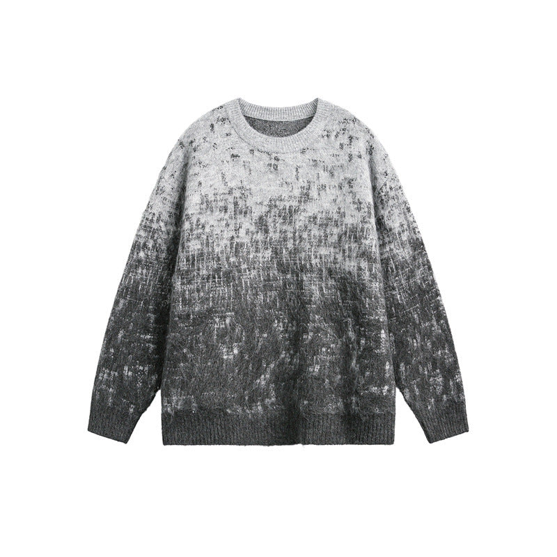 Unisex Oversize Grobstrickpullover mit sanftem Farbverlauf und Rundhalsausschnitt Drune