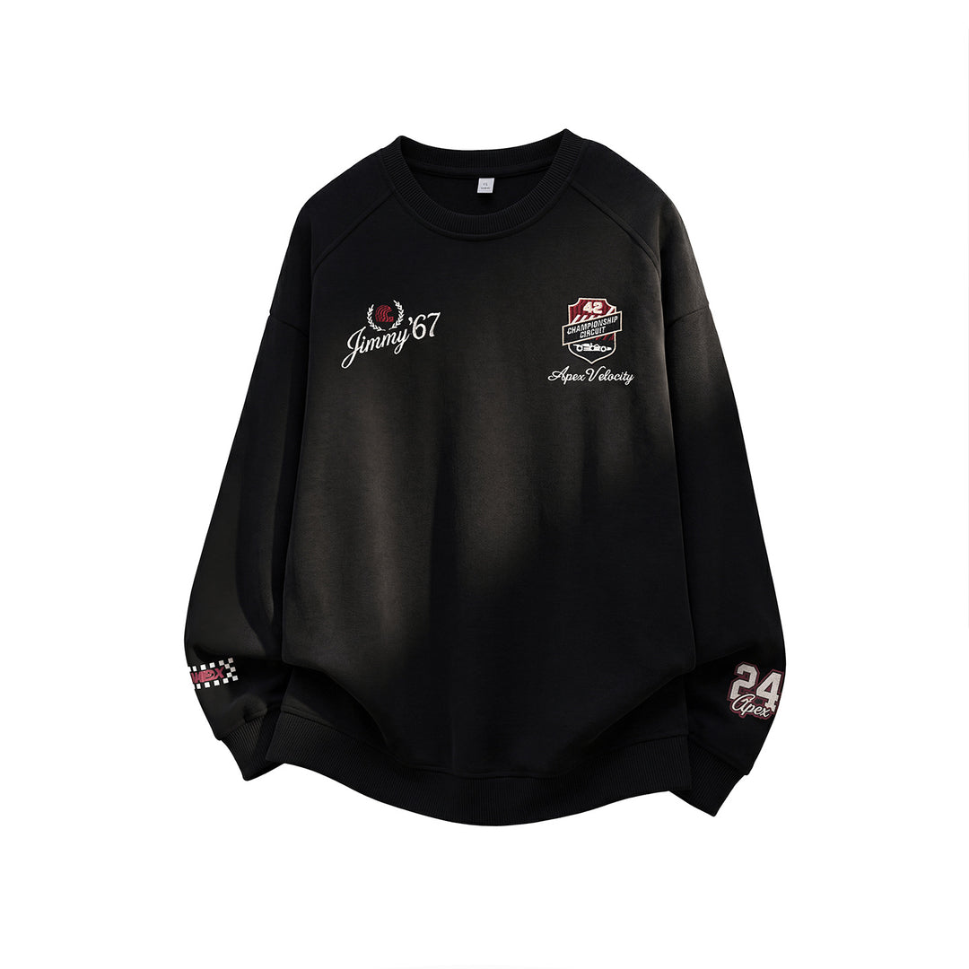 Unisex Oversize-Sweatshirt mit Rennsport-Stickereien und Raglanärmeln Drune