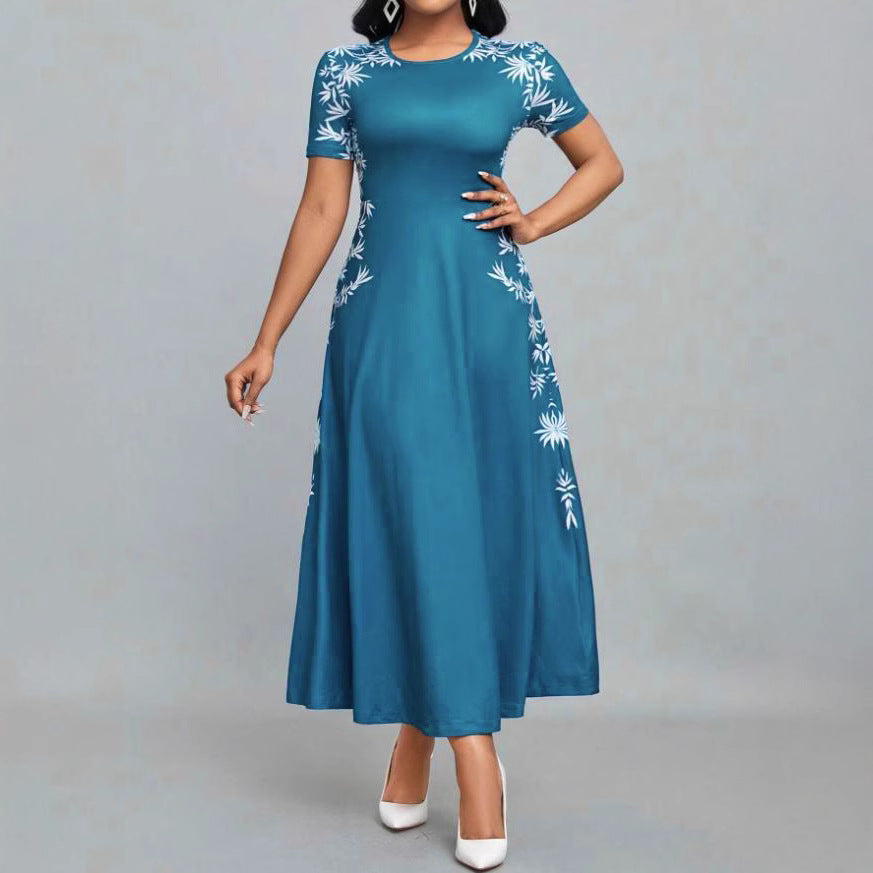 Damen Elegantes Maxikleid mit floralen Stickereien Drune