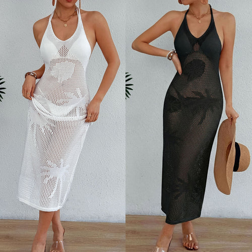 Damen modischer Strandüberwurf mit Netzstruktur Drune