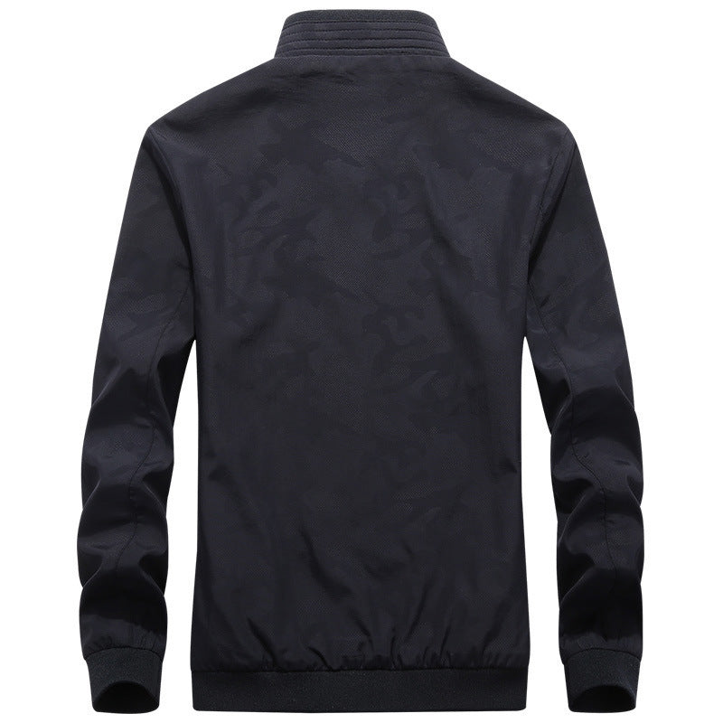 Herren Leichter Urbaner Windbreaker-Blouson mit Mesh-Innenfutter, Stick-Patches und Reißverschlusstaschen Drune