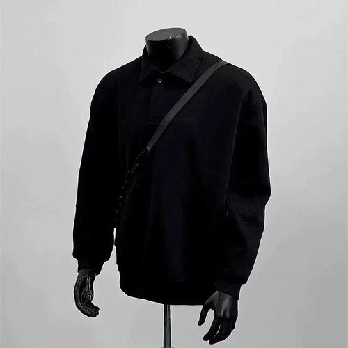 Herren Poloshirt-Sweatshirt mit Hemdkragen und Oversize-Schnitt Drune