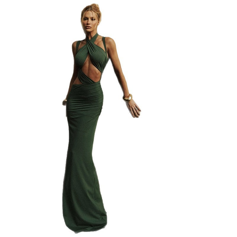 Damen Elegantes Maxikleid mit raffinierten Drapierungen und schlankem Schnitt Drune
