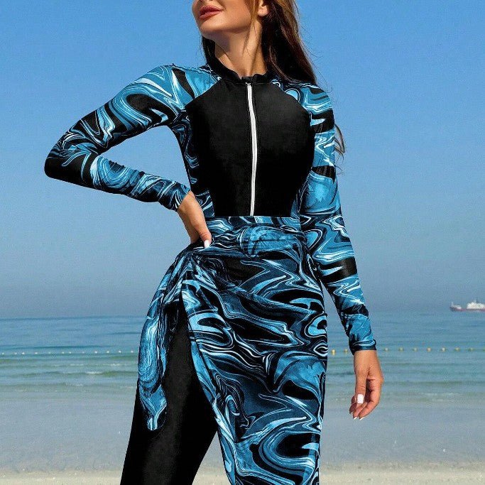 Damen Sportlicher Badeanzug mit elegantem Wickelrock Drune