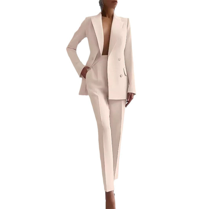 Damen elegantes Zweiteiler-Anzug-Set mit tailliertem Blazer und schmalen Hosen Drune