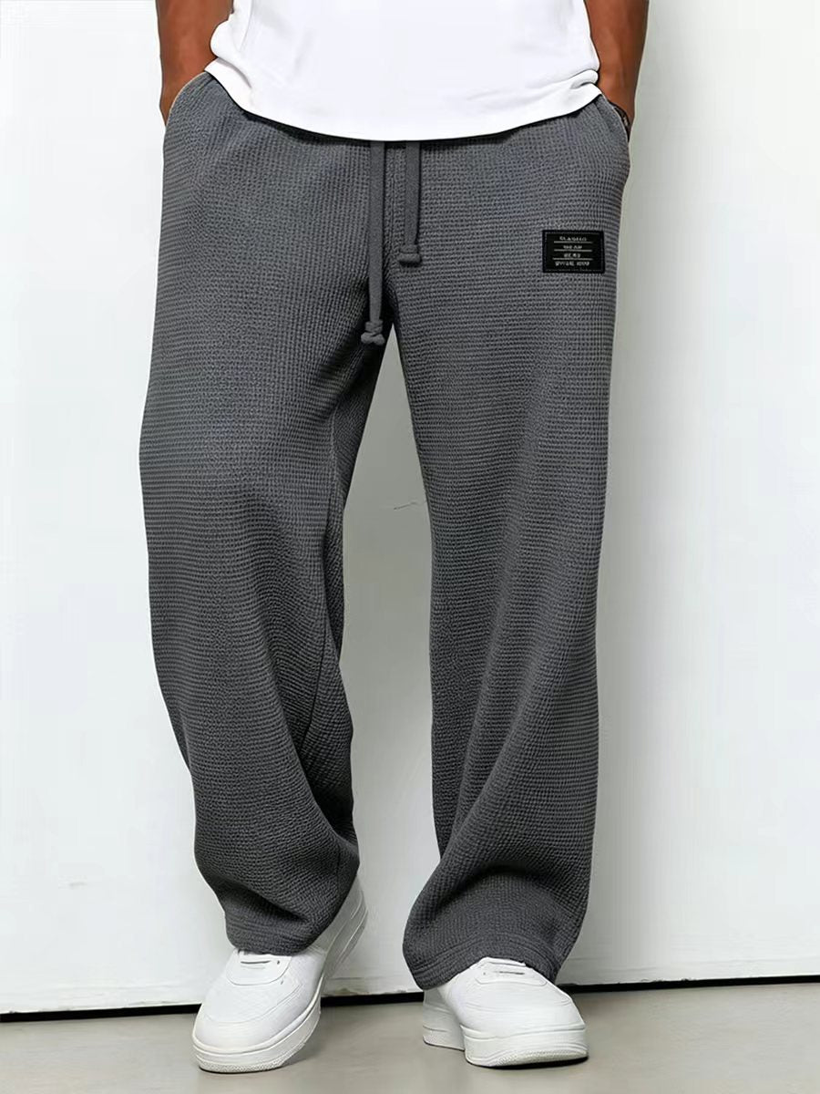 Herren nan lässige Waffelstrick Loungehose mit Kordelzug und geradem Schnitt Drune