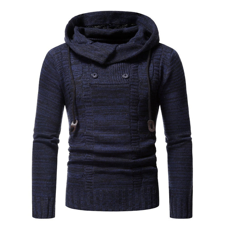 Herren modischer Strickpullover mit kuscheligem Kapuzenkragen und dekorativen Knopfdetails Drune