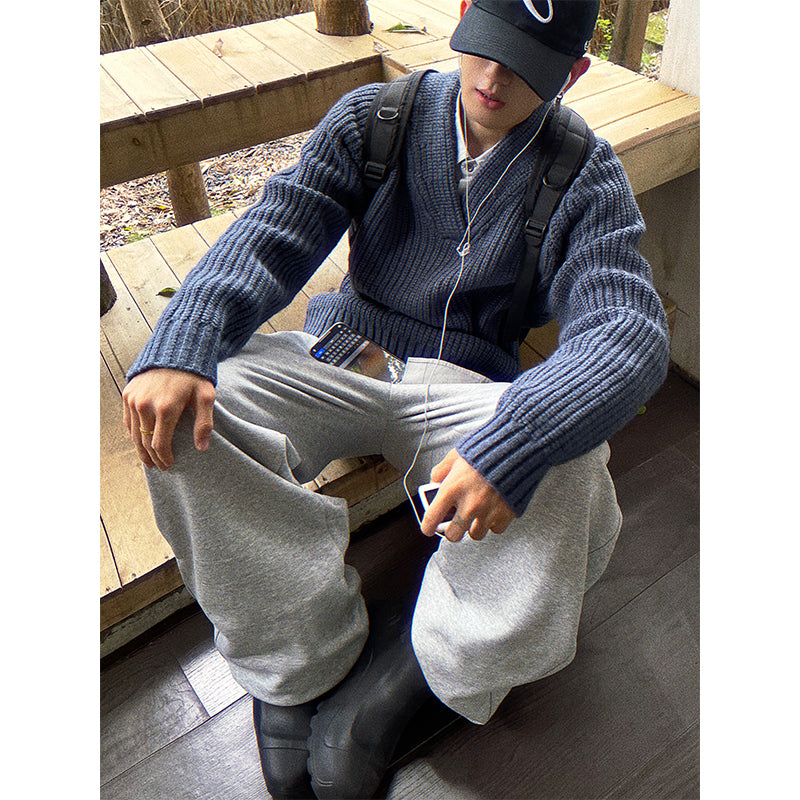 Herren Modische Oversized Strickjacke mit Knopfverschluss Drune