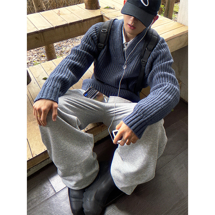 Herren Modische Oversized Strickjacke mit Knopfverschluss Drune