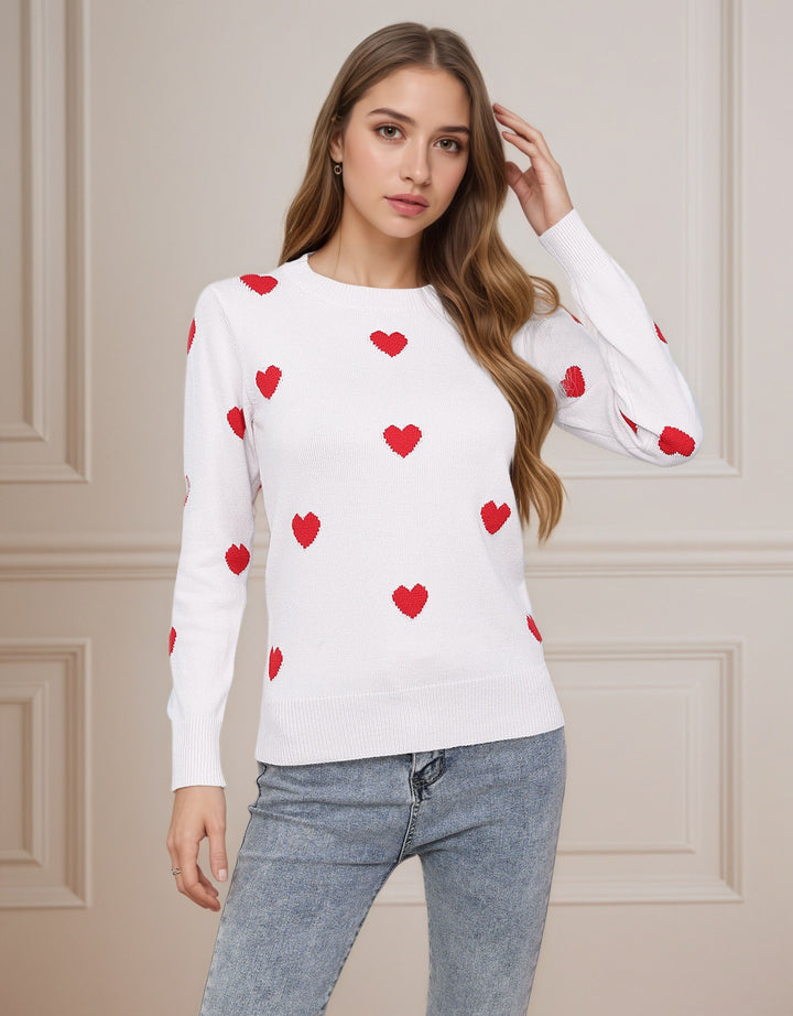 Damen Strickpullover mit Herz-Design und feiner Struktur Drune