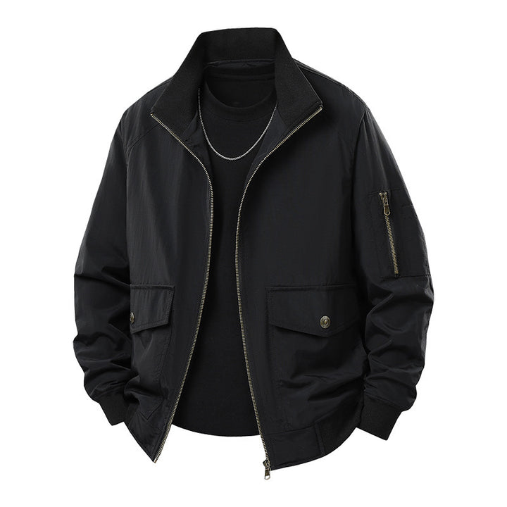 Herren Wind- und Wasserabweisende Urban-Bomberjacke mit Stehkragen und Mehrfach-Taschen Drune