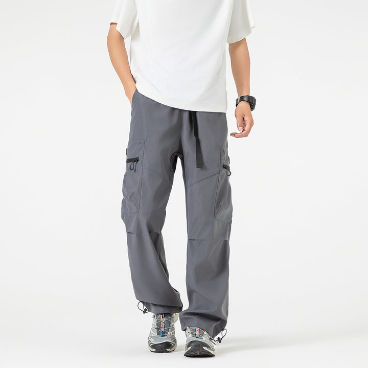 Herren Weite technische Cargo-Hose mit Multifachtaschen, Tunnelzug und verstellbaren Beinabschlüssen Drune