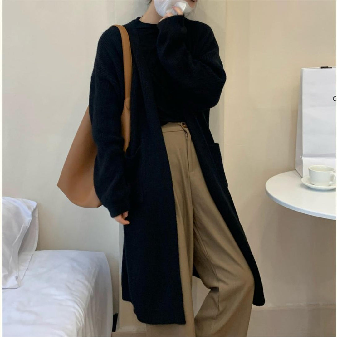 Damen Strickmantel mit offenen Fronten und großzügigen Taschen Drune