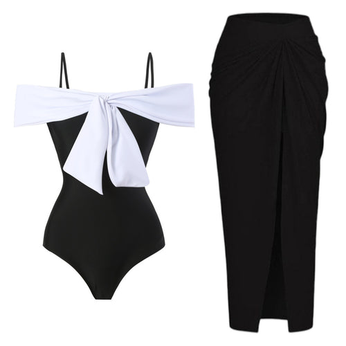 Damen Einteiler Badeanzug mit elegantem Wickel-Design und hohem Beinausschnitt Drune