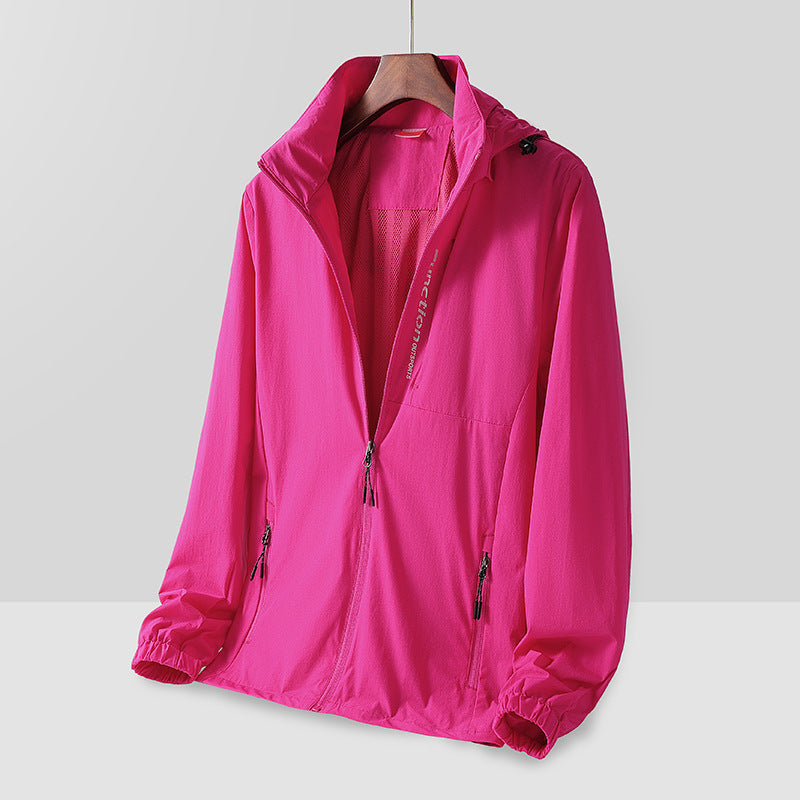 Herren Leichte atmungsaktive Kapuzen-Windjacke mit Mesh-Futter, Reißverschlusstaschen und elastischen Bündchen Drune