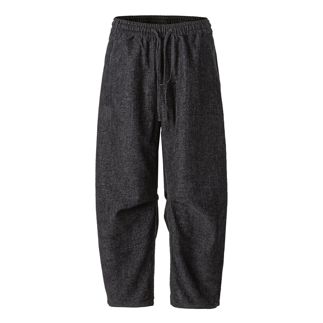 Damen Locker geschnittene Cropped-Hose mit hohem elastischem Bund und Kordelzug aus strukturierter Leinenmischung Drune