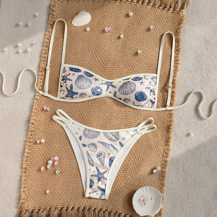 Damen Bandeau-Bikini mit maritimem Muschel-Motiv Drune