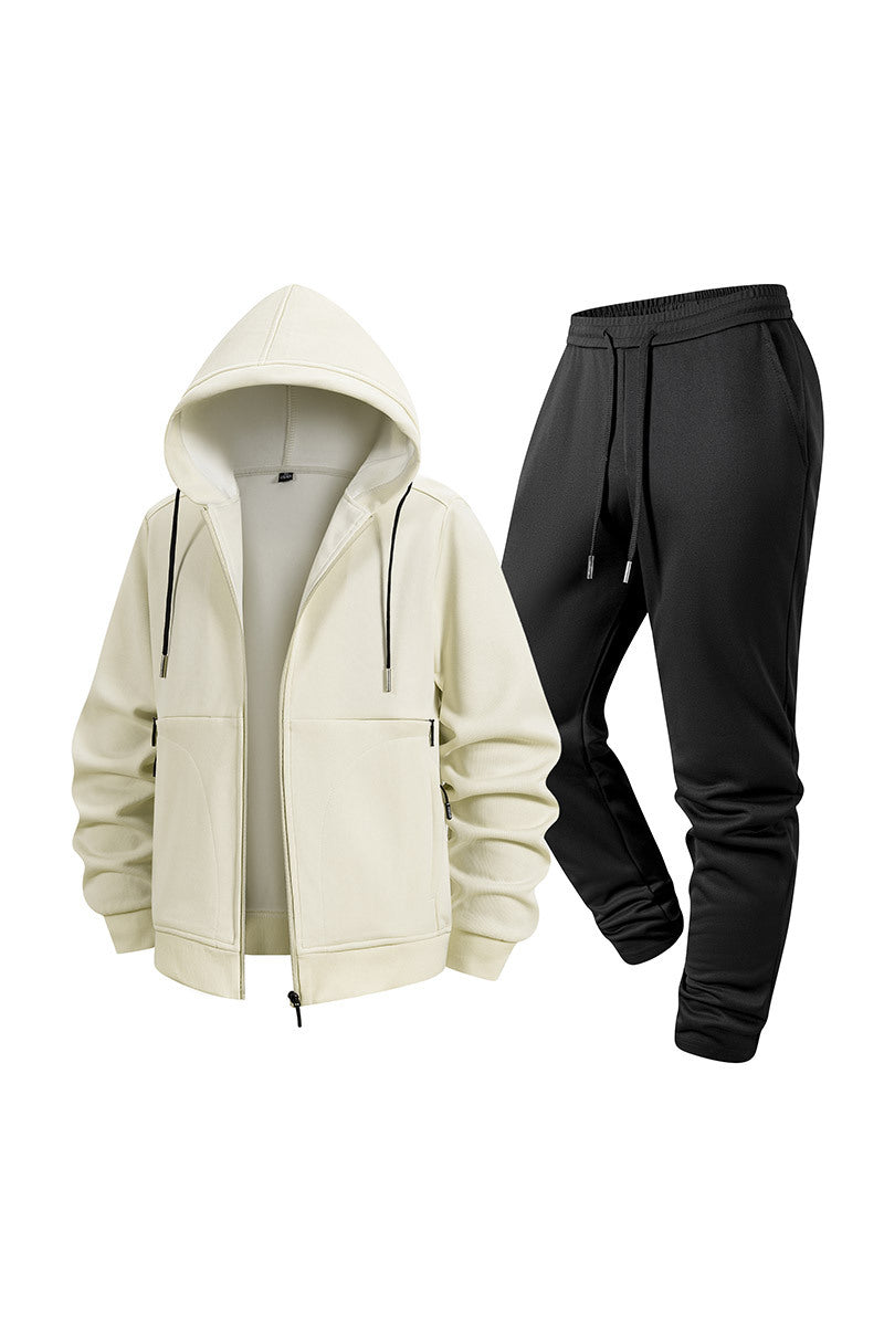 Herren Zweiteiliges Kapuzen-Trainingsset aus Thermofleece mit Reißverschluss-Hoodie und konischer Jogginghose Drune
