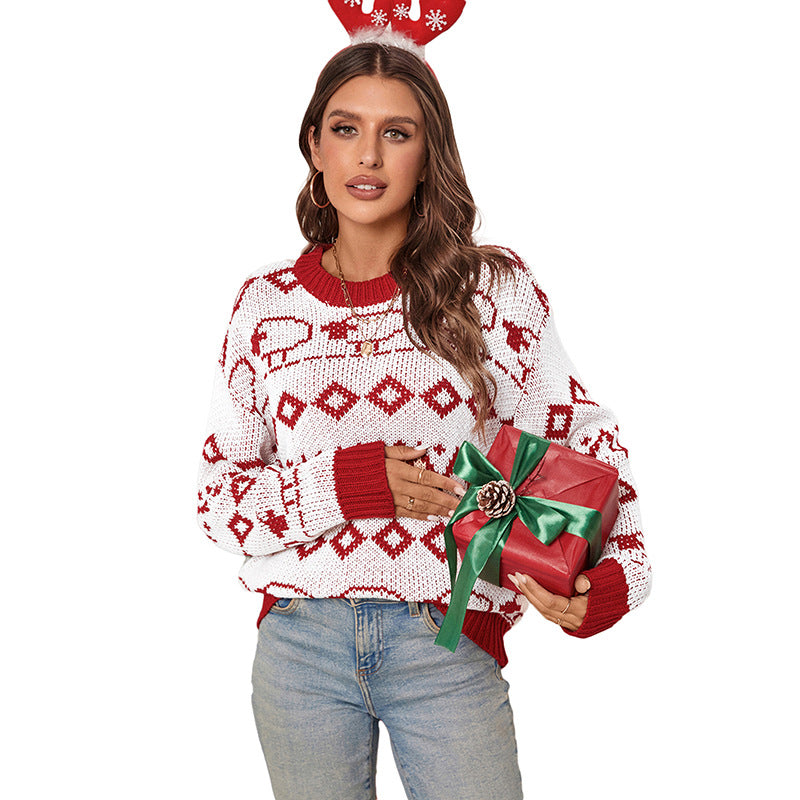 Damen Lässiger Strickpullover mit festlichem Muster Drune