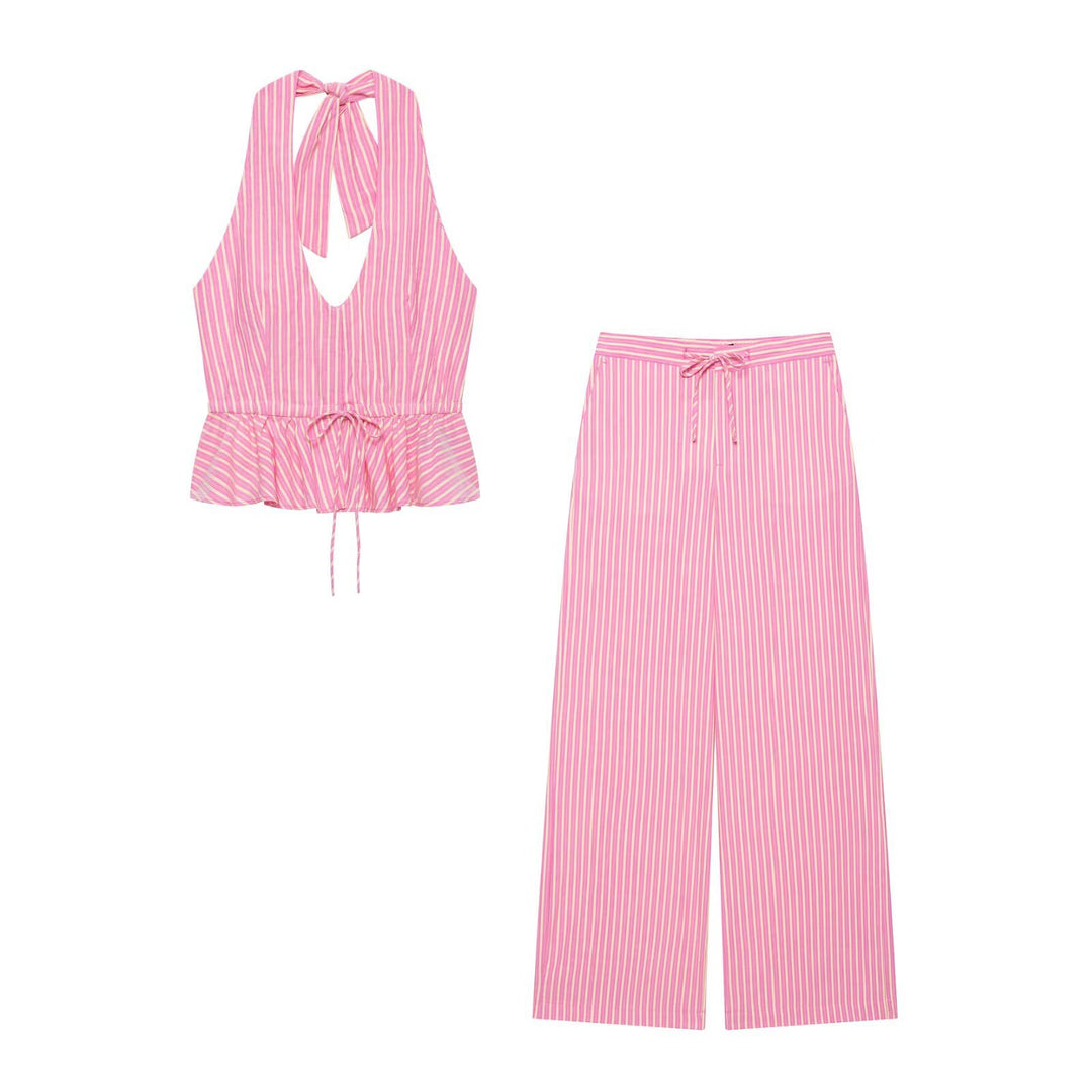Damen Weite Palazzo‑Hose mit hohem Bund und Tunnelzug Drune