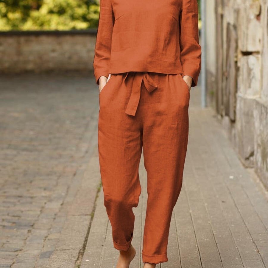 Damen lässiger Leinen-Overall mit lockerer Passform und praktischen Taschen Drune