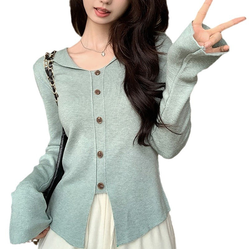 Damen Langarm Cardigan mit Knopfleiste und feinem Strick