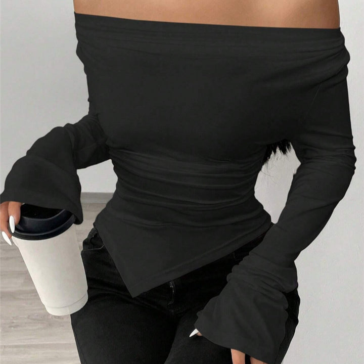 Damen Langarmshirt mit schmeichelnder V-Ausschnitt und einzigartiger Raffung Drune