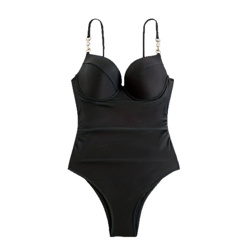 Damen Einteiler Badeanzug mit elegantem Bustier-Design und verstellbaren Trägern Drune