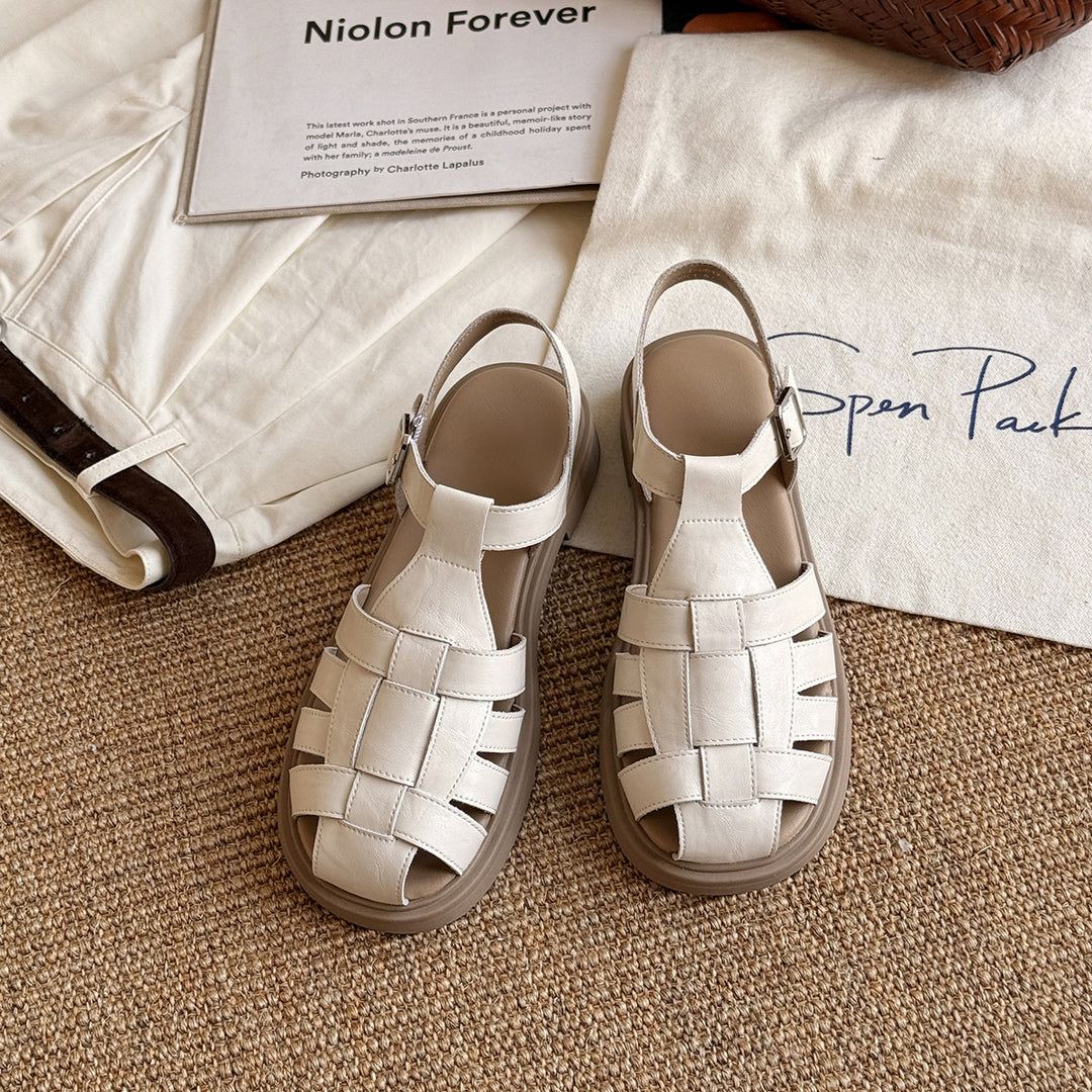 Damen Woven Leather Slingback Sandalen Drune