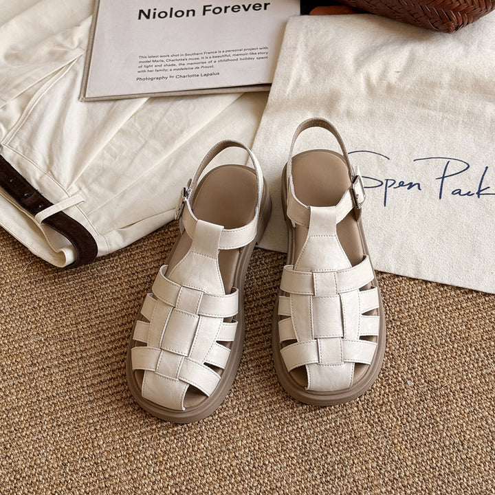 Damen Woven Leather Slingback Sandalen Drune