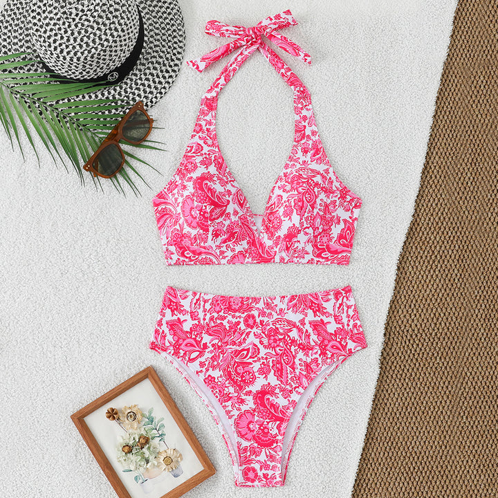 Damen Hochgeschnittener Bikini mit verspieltem Paisley-Muster Drune