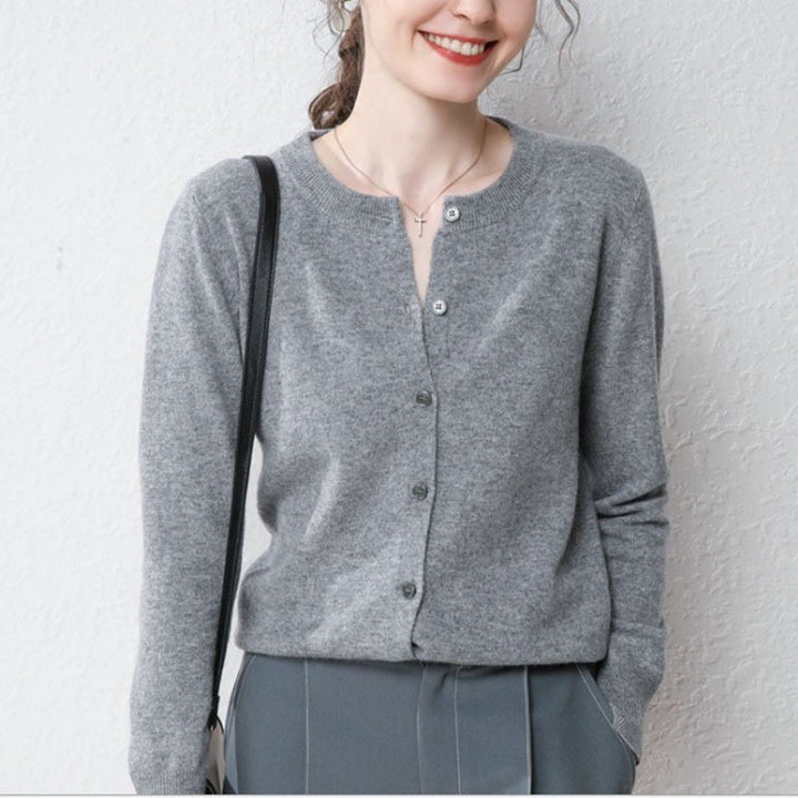 Damen Langärmliger Cardigan aus weichem Feinstrick mit Knopfleiste Drune