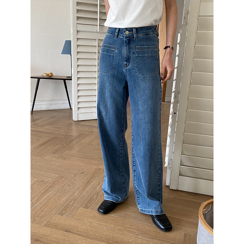 Damen weit geschnittene High-Waist Jeans Drune