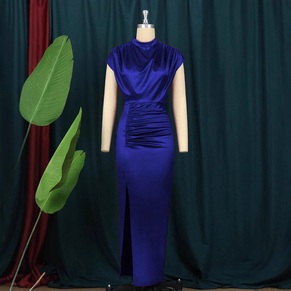Damen Elegantes Maxikleid mit tiefem Schlitz und raffiniertem Drapierungsdesign Drune