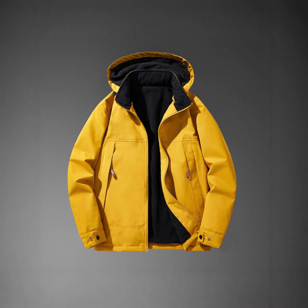 Herren Softshell-Übergangsjacke mit wärmendem Fleece-Innenfutter und Kapuze Drune