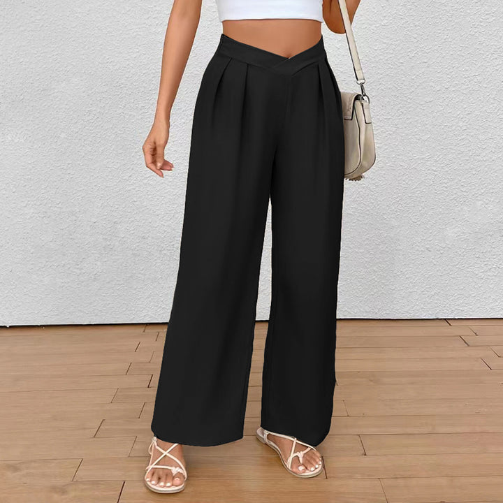 Damen Weit geschnittene Stoffhose mit eleganten Falten Drune
