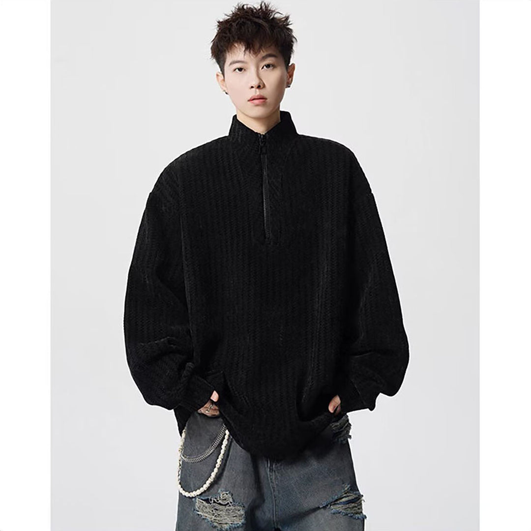 Damen Oversized Sweatshirt mit Stehkragen Drune