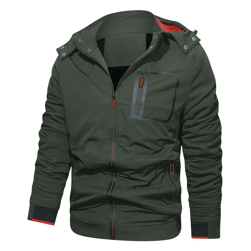 Herren Softshell-Hoodiejacke mit wasserdichten Reißverschlusstaschen und fleecegefüttertem Kragen Drune