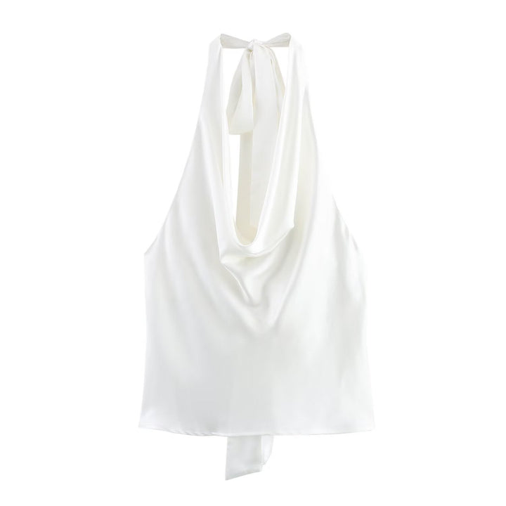 Damen Edles Haltertop mit fließendem Schnitt und eleganter Rückenbinde Drune