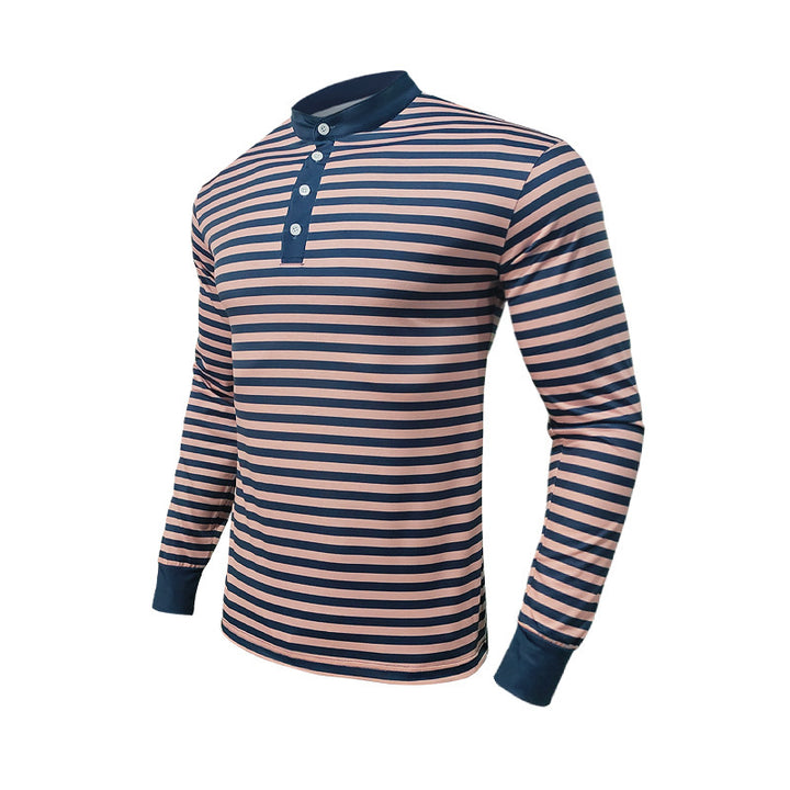 Herren Langarm-Henley-Shirt mit modischem Streifenmuster und hochwertiger Baumwollqualität Drune