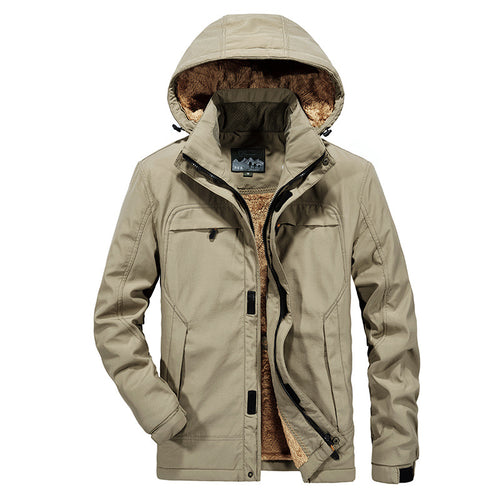 Herren Warme Gefütterte Winterjacke mit Kapuze und Teddyfutter Drune