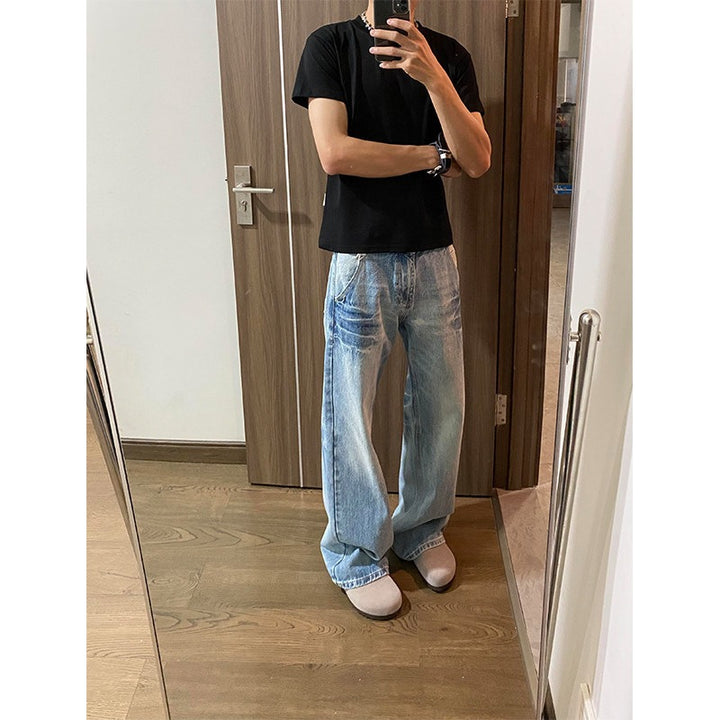 Herren Lässige Weitgeschnittene Denim-Jeans Drune
