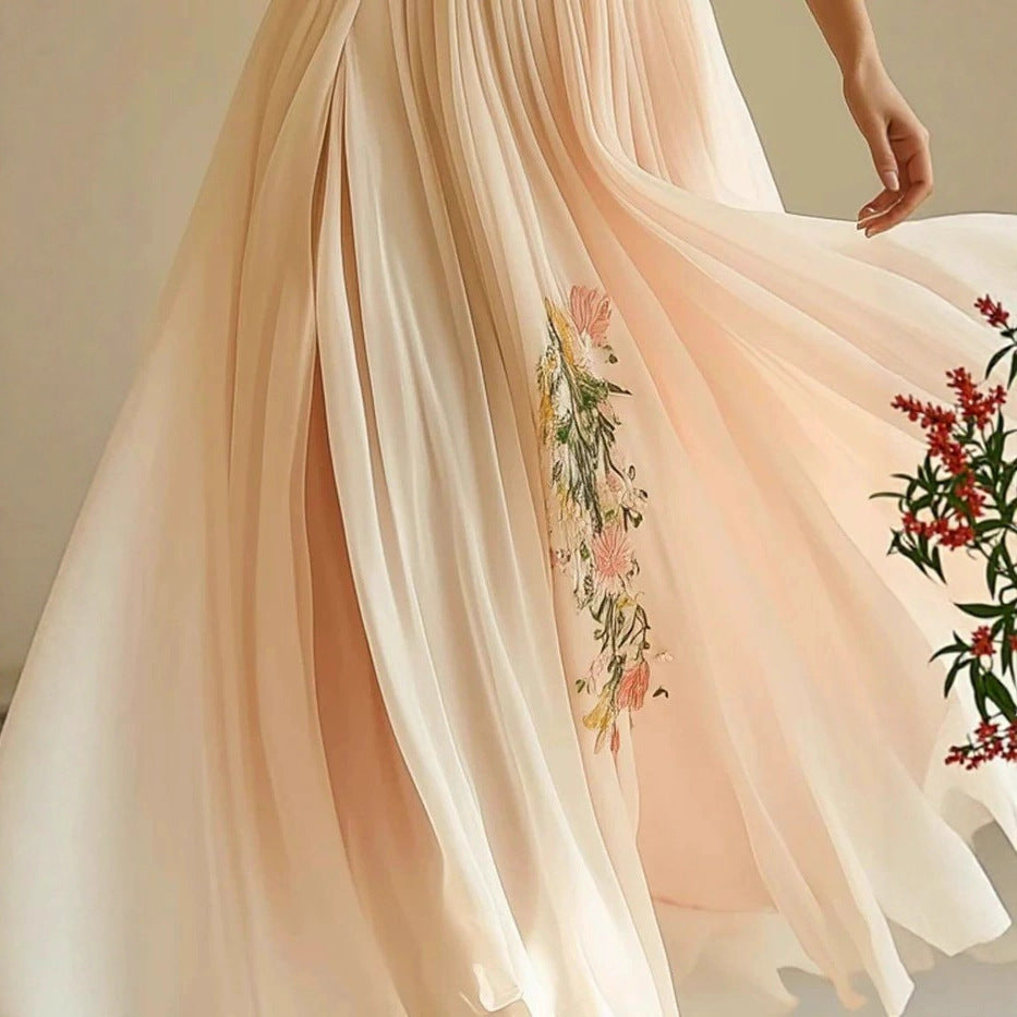 Frauen Blumenbesticktes Maxikleid Drune